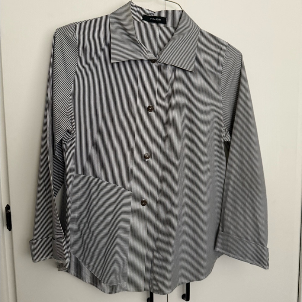 Vitamin Striped Button-Up Shirt